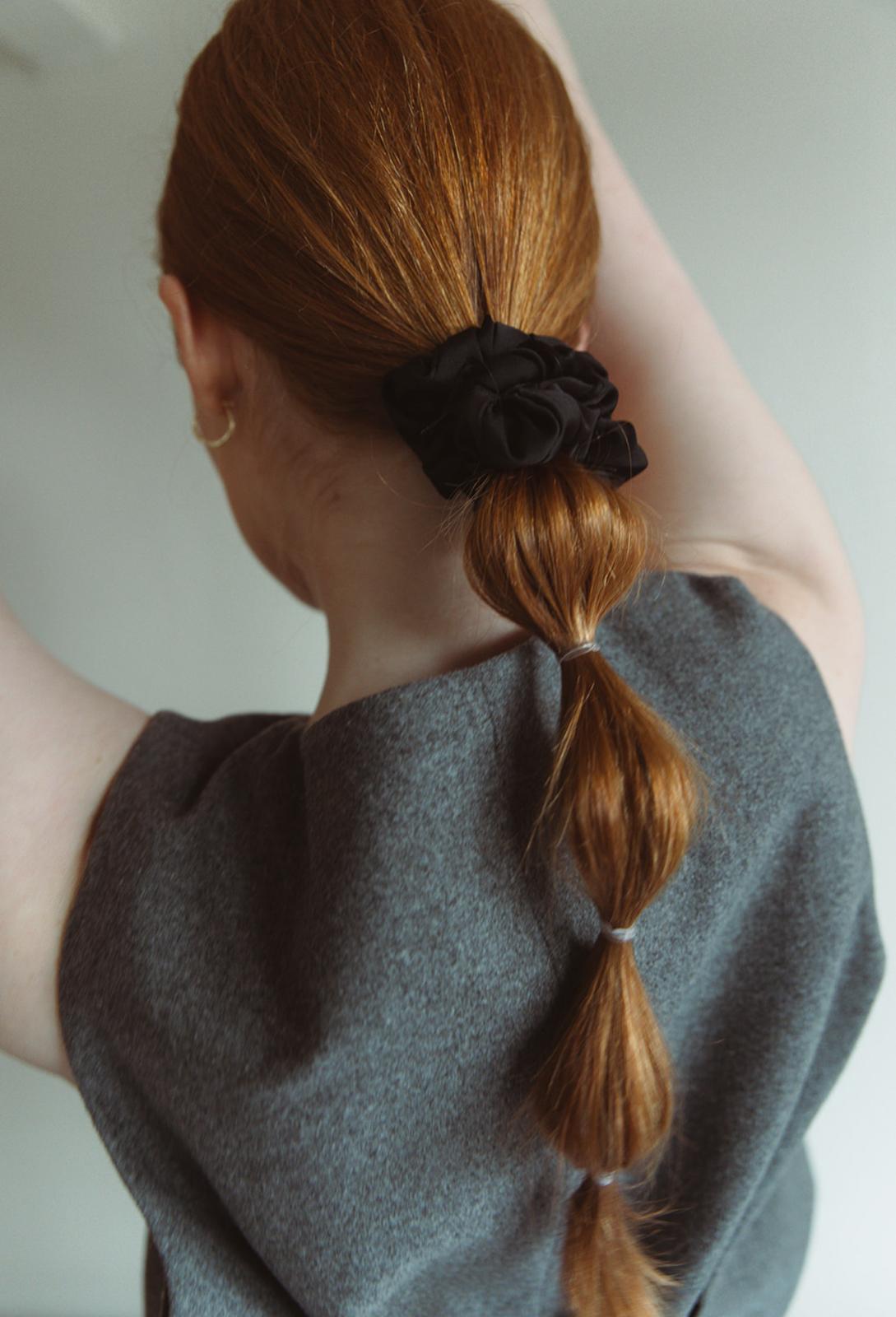 Essential Scrunchie Set (Black Satin)