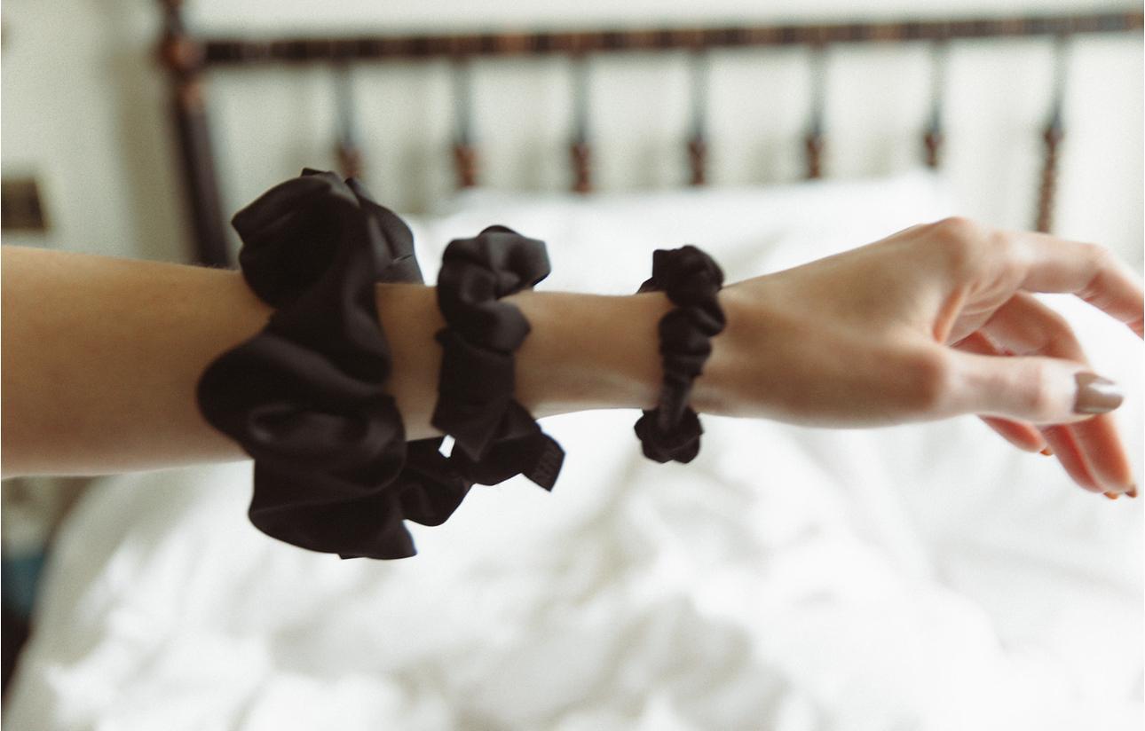 Essential Scrunchie Set (Black Satin)