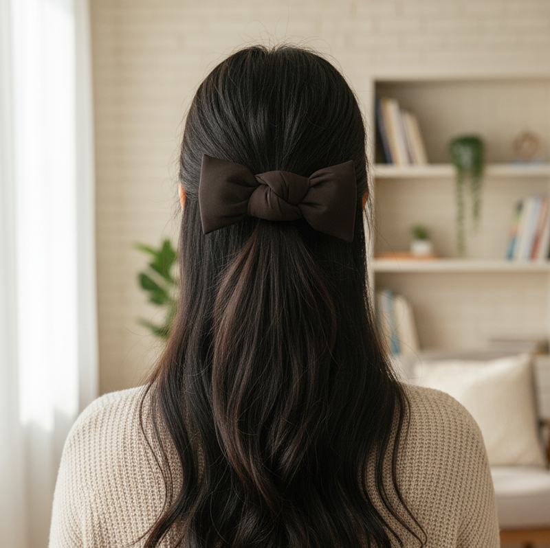 Puffer Bow Barrette (Espresso)