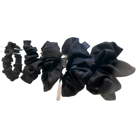Essential Scrunchie Set (Black Satin)